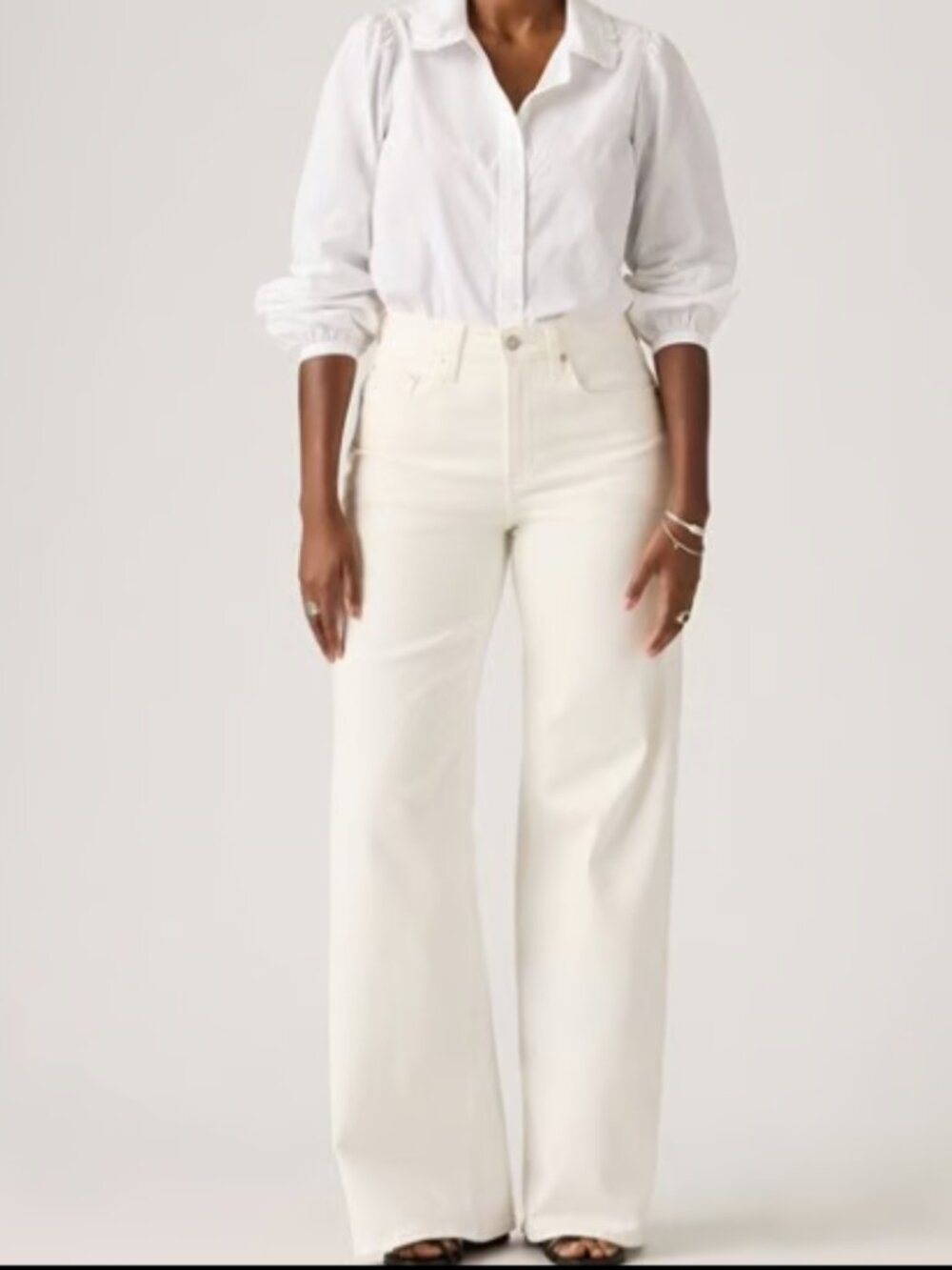 LEVI'S NWT 728 HIGH RISE WIDE LEG EGRET OFF WHITE JEANS $110 27 w